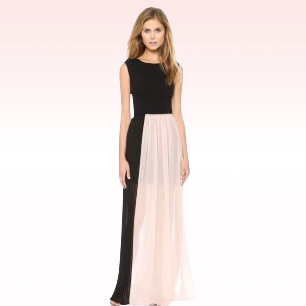 ALICE + OLIVIA Pleated Maxi Dress Pink, Black, & Gray Color Block (Sz XS)